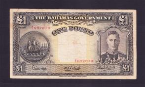 Bahamas 1 Pound- George Vl 1936 VF Condition