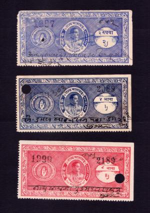 India (Jhalawar State) 3 Different Court Fees Used