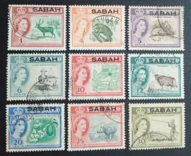 Sabah - 1964 North Borneo Postage Stamps of 1961 Overprinted ''Sabah'', 9v Used