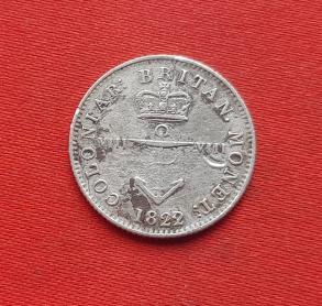 British West Indies ⅛ Dollar - George IV 1822 Silver (.892) Wt 3.37 G Dia21 mm