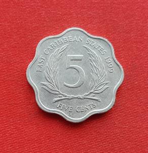 Eastern Caribbean States 5 Cents- Elizabeth II 1998 Aluminium Dia 23.1 mm