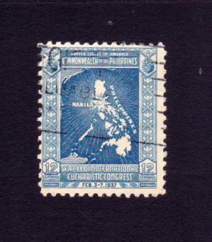12c Map of Philippines Islands Stamps 1937, Used