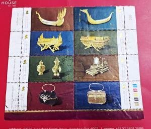 Thailand Block of 8 Gold Foil Stamps Used