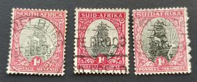 South Africa 1 Penny Definitive Varieties, 3 Stamps Used