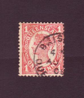 Queensland Queen Victoria One Penny Stamps Used