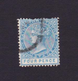 Saint Christopher : Queen Victoria Four Pence Stamps, Used - High Catalogue Value