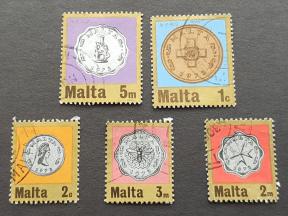 Malta Stamps on Coins in Used Condition
