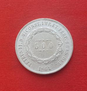 Brasil 500 Réis - Pedro II 1864silver (.917) Wt6.37 G Dia25 mm