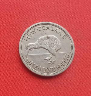 New Zealand 1 Florin - George VI 1950 - Copper-Nickel Coin - Dia 28.58 mm