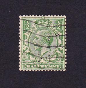 Great Britain - Perfin - King George V Half Penny Stamps, Used
