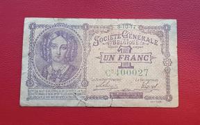Belgium (Ww1- German Occupation) 1 Franc Société Générale 1917 Fine Condition