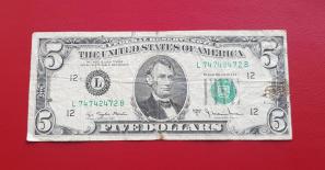 U S 5 Dollars 1977 Fine Condition