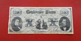 Us Confederation 10 Dollars Uniface Replica Note
