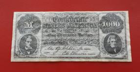 Us Confederation 1, 000 Dollars Uniface Replica Note