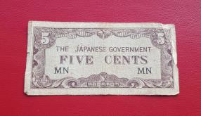 Malaya (WW2 Japanese Occupation) 5 Cents 1942, Fine Condition