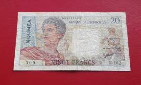 New Caledonia 20 Francs 1963 Fine Condition