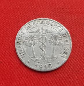 Algeria (Chember of Commerce Emergency Coinage) 10 Centimes 1916 Aluminium