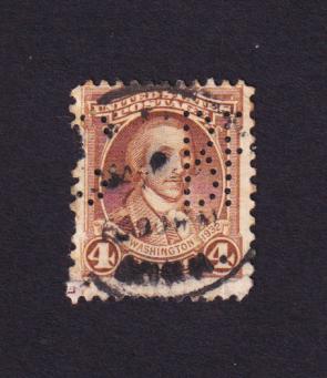 USA - Perfin - 4c George Washington Stamps, Used