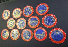 Thailand 13 Different Round Shape Gold Foil Stamps Used - Lot 3