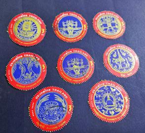 থাইল্যান্ড ৮ রকমের Round Shape স্বর্ণ Foil ডাকটিকেট Used - Lot ১১