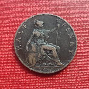 UK ½ Penny - Victoria 3rd Portrait 1898, Bronze Dia 25.5 mm