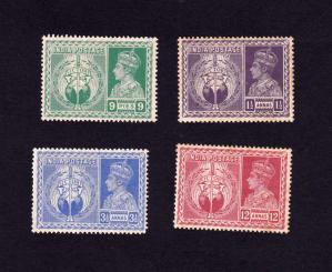 ভারত (British) ১৯৪৬ King George VI - Victory Commemoration ৪v ডাকটিকেট MH