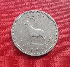রোডেশিয়া ২½ Shillings / ২৫ Cents - এলিজাবেথ II ১৯৬৪ Copper-Nickel ব্যাস ৩২.৩ মিমি