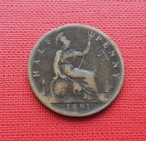 UK ½ Penny - Victoria 1881 Bronze Coin