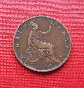 UK ½ Penny - Victoria 1886 Bronze Coin