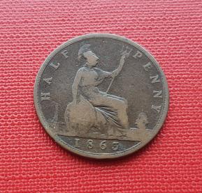 UK ½ Penny - Victoria 1863 Bronze Coin