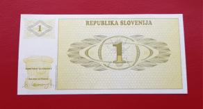 Slovenia, 1 Tolar 1990 P#1 UNC, Mountain Ridge of Triglav