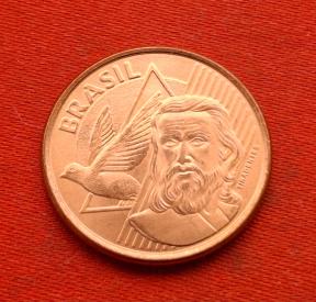 Brazil 5 Centavos Tiradentes 2009 Copper Plated Steel Dia 22 mm