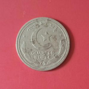 Pakistan ¼ Rupee 1948 - Nickel Coin - Dia 19 mm