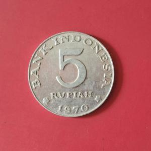 Indonesia 5 Rupiah 1970 - Aluminium Coin - Dia 28.5 mm
