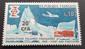 Reunion 1968 on The 20th Anniv of French Polar Expedition Surcharged, MNH