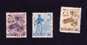Netherlands Indies 1941 Local Dancers 3 Stamps, Used