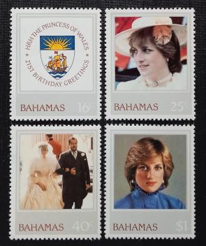 Bahamas - 1982 The 21st Anniversary of The Birth of Diana Spencer, Princess of Wales, 4v MNH Complete Set
