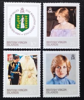 British Virgin Islands - 1982 The 21st Anniversary of The Birth of Diana Spencer, Princess of Wales, 4v MNH Complete Set