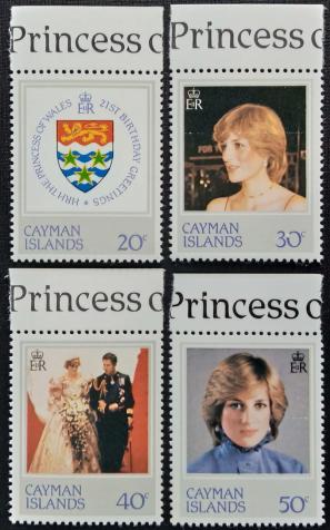 Cayman Islands - 1982 The 21st Anniversary of The Birth of Diana Spencer, Princess of Wales, 4v MNH Complete Set
