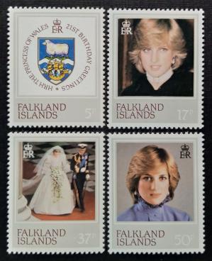 Falkland Islands - 1982 The 21st Anniversary of The Birth of Diana Spencer, Princess of Wales, 4v MNH Complete Set