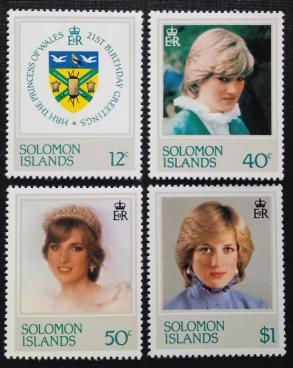 Solomon Islands - 1982 The 21st Anniversary of The Birth of Diana Spencer, Princess of Wales, 4v MNH Complete Set