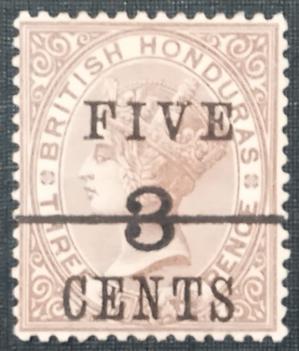 British Honduras (Belize) - 1891 Queen Victoria Surcharged Over Printed 3 Cents on 1888 -1889 Stamps, 1v MNH