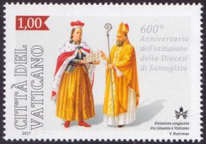 Vatican 2017 The 600th Anniversary of The Diocese of Samogitia 1v Stamps MNH - Joint Issue with Lithuania