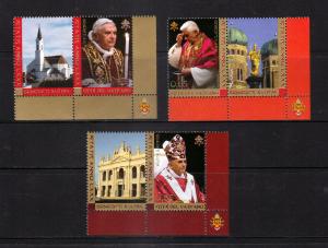 Vatican City 2007 80th Birth Anniversary of Pope Benedict XVI 3v Stamps with 3 Labels MNH