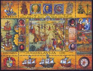 Yugoslavia 1992 500th Anniversary Columbus Discovery of America Souvenir Sheet MNH