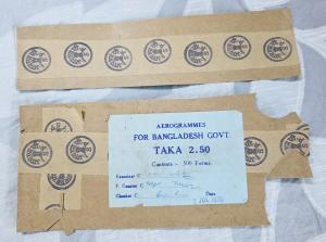 Bangladesh 1976 2.50 Aerogramme Pack's Label and Indian Security Tape