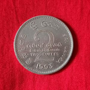 Sri Lanka 2 Rupees 1993 - Copper-Nickel Coin - Dia 28.5 mm
