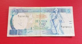 Malta 5 Lira, FINE/VF Condition