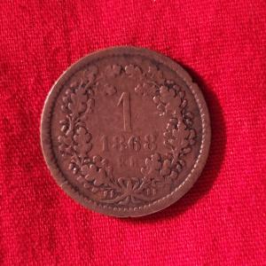 হাঙ্গেরি ১ Kreuzer ১৮৬৮ - তামার মুদ্রা - ব্যাস ১৯ মিমি