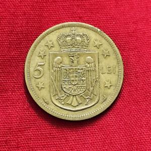 রুমানিয়া ৫ Lei ১৯৩০ - Nickel-Brass মুদ্রা - ব্যাস ২১ মিমি